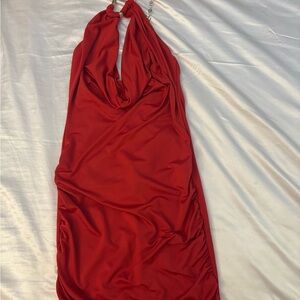 SHEIN Red Halter Midi Dress